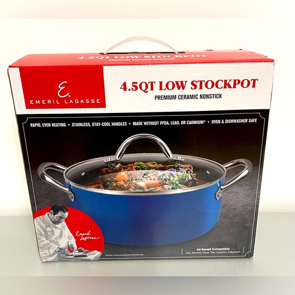 EMERIL LAGASSE 4.5QT Low Stockpot PREMIUM CERAMIC STOCKPOT - Picture 1 of 3